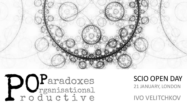 SCIO OPEN DAY
21 JANUARY, LONDON
IVO VELITCHKOV
rganisationalOP Paradoxes
r o d u c t i v e
 